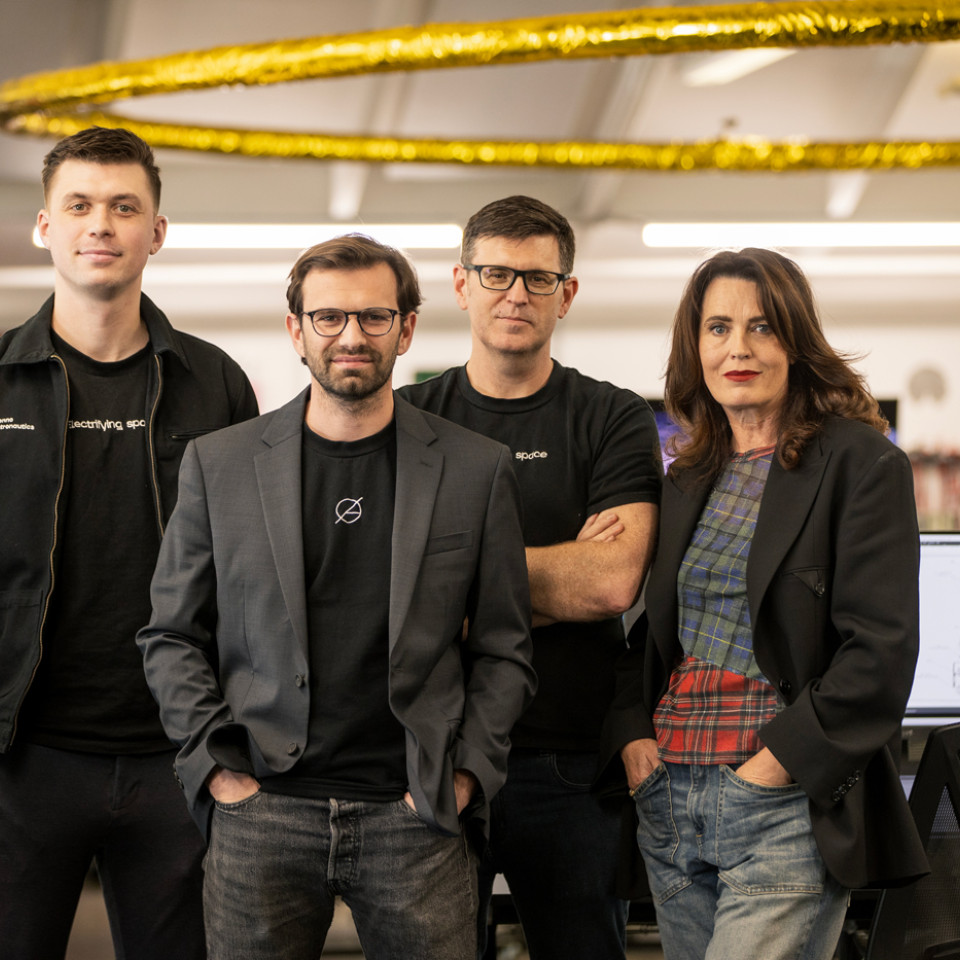 Zenno lefto to right Zenno Astronautics co founders Sebastian Wieczorek (CIO and Head of Product) and Max Arshavsky (CEO) with Dr Reuben Brown (COO), and Erica Lloyd (CRO)